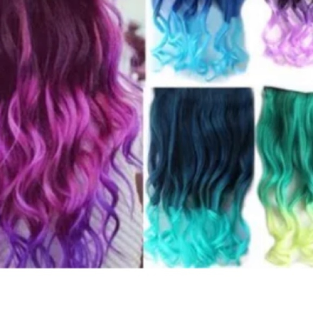Ombré 18” Curly Clip in Hair Extensions  High quality heat resistant 5 clips new
